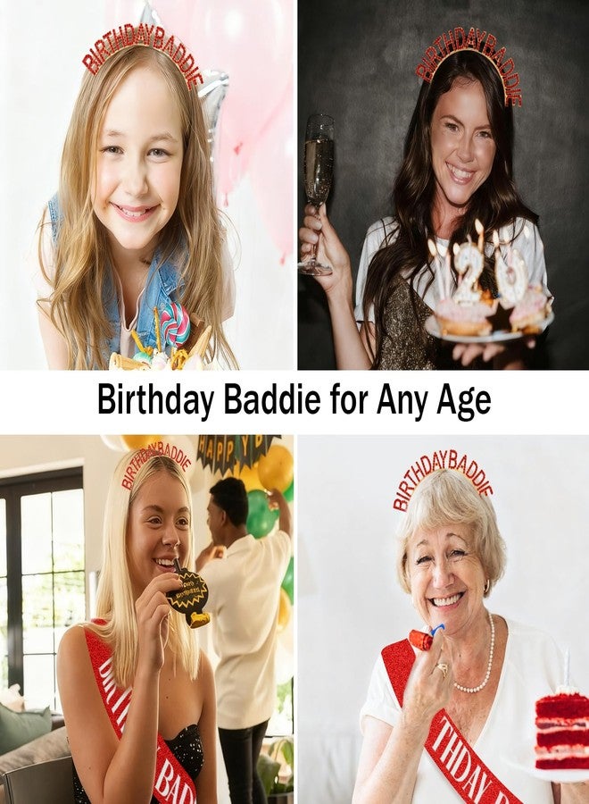 Canitor Birthday Baddie Sash Crown Set Birthday Gifts Party Favors Supplies Decorations & Accessories for Women Girl Adult Outfits Rhinestone Tiara Headband Soft Satin Sash - Image 5